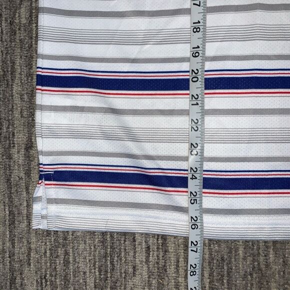 Vintage Y2K Grand Slam Men's Small Airflow‎ White Blue Striped Polo Shirt Tennis - Picture 5 of 5
